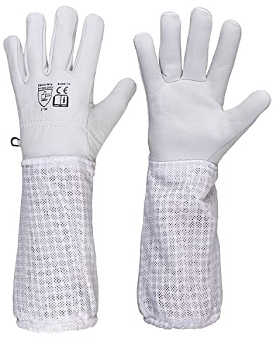 URBANSBEE Guanti Apicoltura Professionali, Guanti Lunghi Resistente alle Punture D'api | Pelle Guanti Apicoltura Protezione | Durevoli e Traspiranti | 1 Paio Per principianti ed esperti | unisex