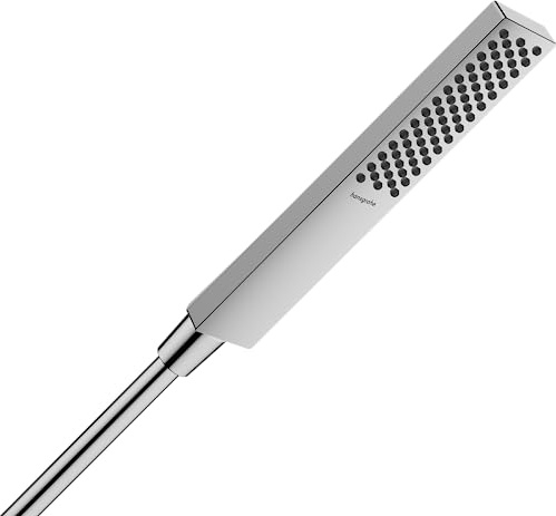 hansgrohe Pulsify E - vattenbesparande Duschmunstycke 5 l/min (EcoSmart+), Handdusch med 1 stråltyp (PowderRain), fyrkantigt Duschhuvud, med antikalk-funktion, krom