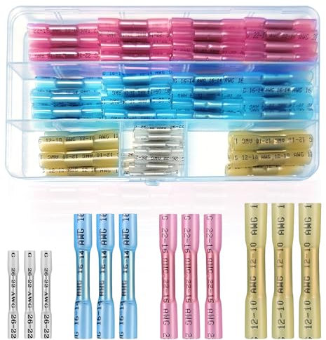 100 Piezas Conectores Termocontraíbles 26-10AWG, Terminales De Cables Impermeable, Empalmes Cables Electricos Con Caja De Almacenamiento, Para La Industria De Electrónica Marina Automotriz