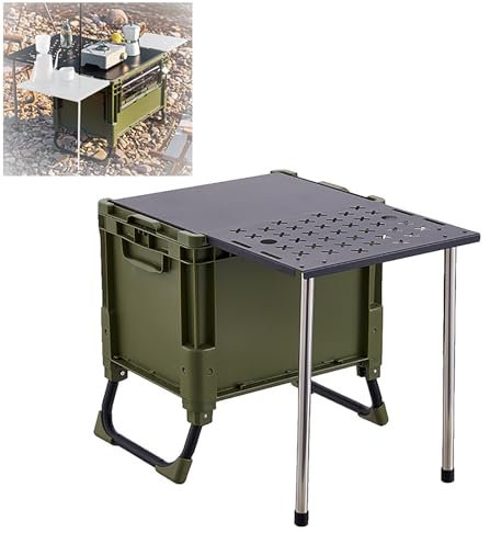 WOLWES Campingküche faltbar Camping Camping Box 25 L oder 60 L Fassungsvermögen campingmöbel für 2–4 Personen, Picknick-BBQ-Strand (Color : Green, Size : S)
