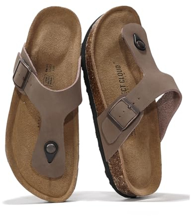 Project Cloud 100% Genuine Leather Thong Sandals Women Footwear - Memory Foam Insole Womens Sandals - Non-Slip Womens Flip Flops - Lightweight Sandals for Women 2026 (Britani, Tan, 9)