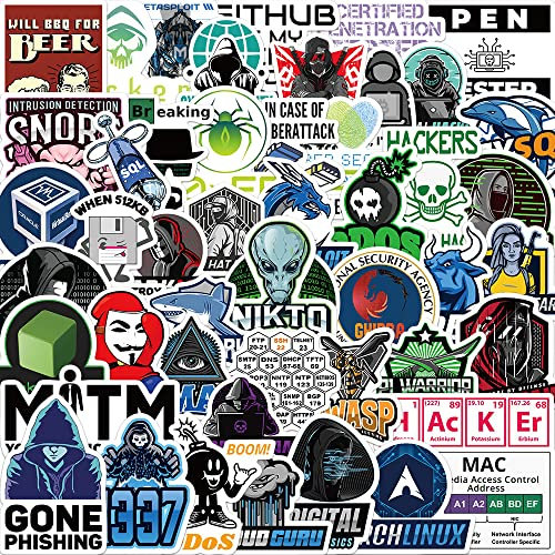 Hacker Aufkleber Hacker Sticker Set 50 Stücke Niedlich Deko für Auto Laptop Skateboard Fahrrad Moped Motorrad Fahrrad Computer,Geeignet für Erwachsene Kinder