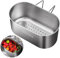 MVPACKEEY Stainless Steel Sink Drain Strainer Basket, Multifunction Hanging Sink Strainer Colander Drain Basket for Filter Kitchen Sink Food Waste and Vegetables Fruits Clean (Silver)