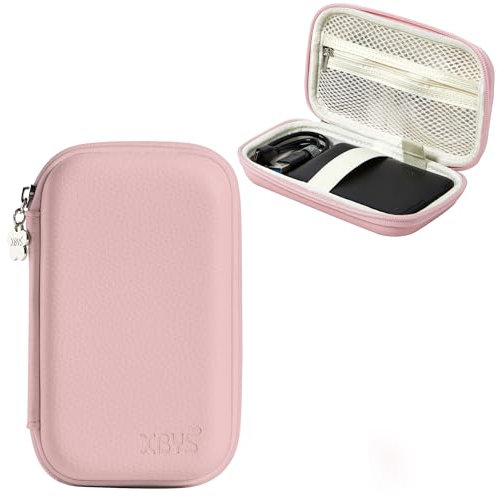 Linpr Portable External Hard Drive Case 2.5 for Seagate, Shockproof Power Bank Cases Organiser EVA Travel Cable Organiser for Toshiba Hitachi Samsung SSD 1 TB 2 TB Usb Carry Case (Pink)