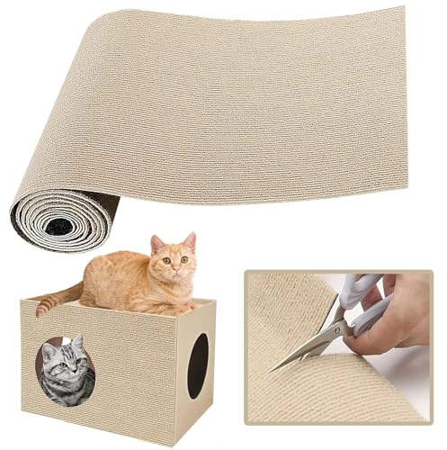 Alfombra Rascador para Gatos 200cm x 40cm x 4mm, Protector Sofa Gatos Arañazo, Tela Antiarañazoss, Apto para Fijar en Sofás, Puertas, Paredes y Múltiples Ubicaciones