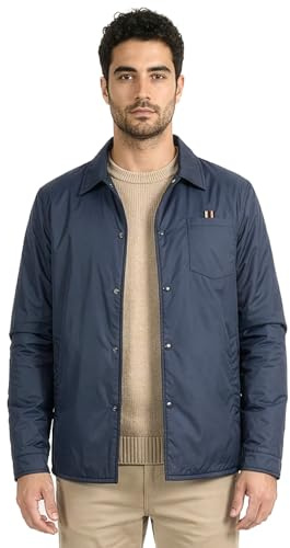 PERLETTI Veste Homme Imperméable Coupe Vent - Blouson Mi Saison Sans Capuche Légère Resistante - Bomber Duvet Softshell Gilet Matelassé Chic