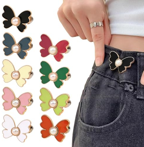 ROKZELT 9 Pcs Botones Para Vaqueros, Ajustadores de Pantalones, Tensores De Cintura Para Pantalones, Botones De Clips De Pantalones Sin Costura, Broches De Botón Ajustables, Clips De Cintura