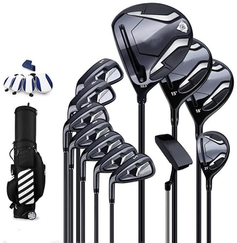 Herr Golf komplett set, 12 klubbar med väska, förare justerbar 8,5°-12,5°, järn 5-SW, putter, enkel kontroll