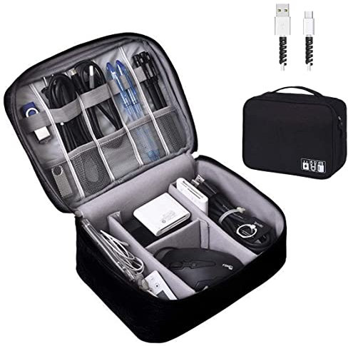 OrgaWise Kabeltasche Kabelorganizer Kabel Etui Elektronik Zubehör Kabel Organizer Tasche Universaltasche für Bag (2layer-Schwarz)