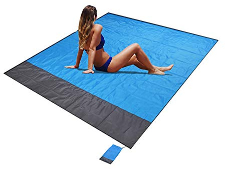 Beach Blanket, Picnic Blanket, Sand Free Beach Mat Waterproof Lightweight 79 x 83Inch Foldable Portable Pocket Blanket Oversize Picnic Blanket Camping Mat for Outdoor Garden Park Grass Travel Hiking