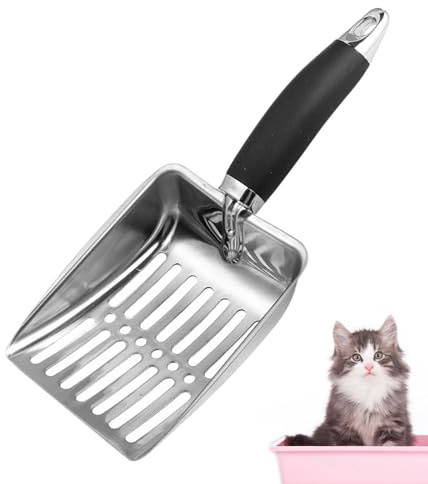 Pelle à litière en acier inoxydable | Pelle à litière ergonomique de grande capacité pour balcon, salon, cour, maison pour chat