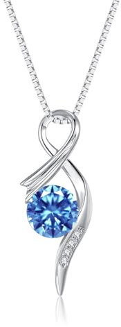 Loutade Halskette Damen Silber, 925 Sterling Silberkette mit Blau Cubic Zirkonia Anhänger, 45+5cm Halskette Silber Kette, Silber Schmuck Liebe Geschenke für Frauen Mutter zum Geburtstag Weihnachten