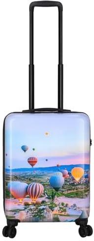 Kenorada Reisetrolley STONEWOOD 4W | Koffer mit Vier Rollen | stabile ABS Hartschale und TSA Zahlenschloss | Trolley mit Reißverschluss | mit modernem Foto Motiv (Ballon, S - Handgepäck)