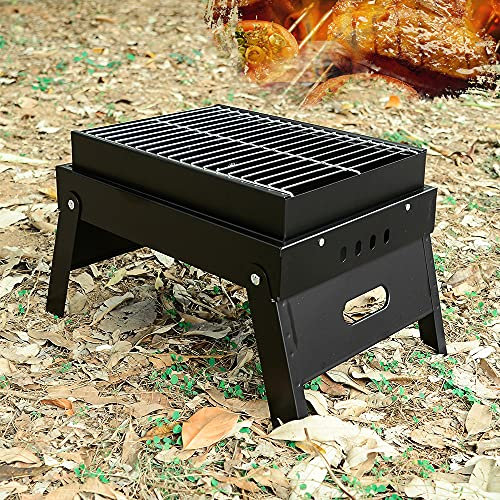 Barbecue a carbonella - Affumicatore Portatile Pieghevole in Acciaio Inox per Campeggio, Giardino, Cucina, Divertimento - Barbecue da Esterno, Tavolo da scrivania, 38,5 x 29 x 26,2 cm