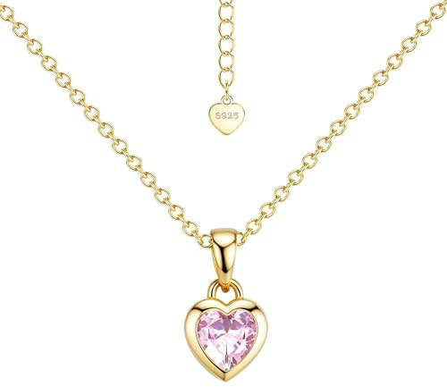 LOLIAS 925 Sterling Silver Necklaces for Women 14K Gold Love Heart Necklaces Ladies Necklaces with Cubic Zirconia Pendants Jewellery Gift for Women Girls