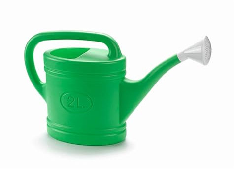 CABLEPELADO Regadera de Plástico de 2L, con Asa y Cabezal Efecto Lluvia, Regadera de Jardín para Interior y Exterior, Pico Extraíble, Verde