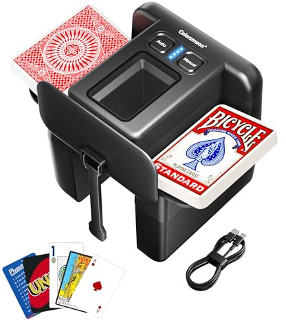 Colorsmoon Automatic Card Shuffler - 4 Deck USB-C Rechargeable Electric Shuffling Machine with Dual Auto & Manual Modes, Ultra-Quiet & Fast Shuffle for UNO, Poker, Phase 10 & Multi-Size Cards