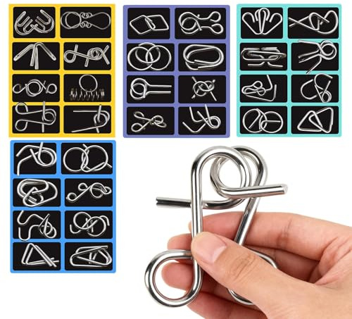 BommFu Metall Knobelspiele Für Den | Party Überraschungen Herausforderung Spielzeug | Kinder Metall Draht Geduldspiel Zum Entwirren | Für Geburtstag Weihnachten Halloween Problemlösung