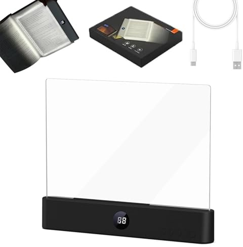2026 Upgraded Flat Book Light for Reading in Bed, Smart LED Book Light, Rechargeable LED Clear Full Page Reading Lights with Adjustment 3 Colors & Timer for Readers Women Men (Black)