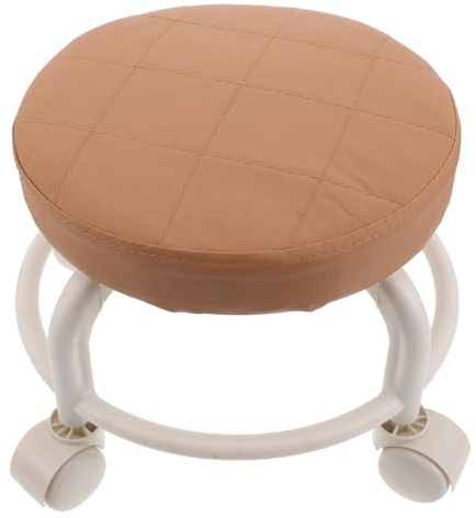 HOMSFOU Tabouret Roulant à roulettes en Cuir PU, Petit Siège Bas Pivotant 360° pour Salon de Massage et Manucure