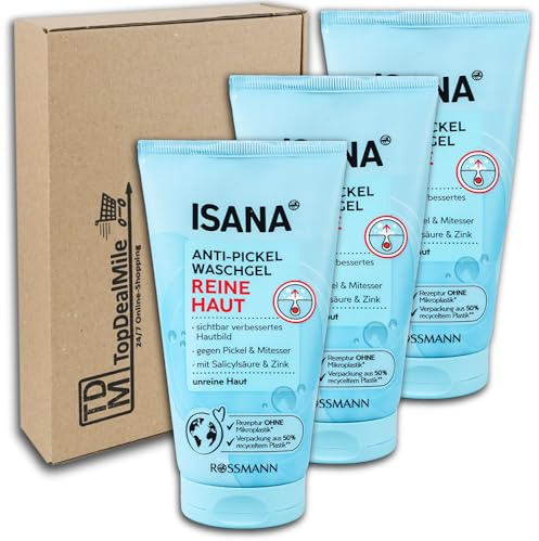 TopDealMile – förvaringspaket för ISANA ren hud anti-finnar tvättgel 3 x 150 ml