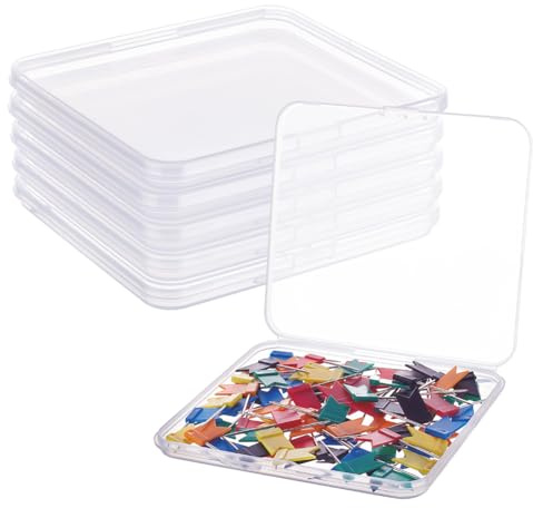 BENECREAT 6 Pack Caja de Contenedores de Almacenamiento de Plástico Transparente con Tapas Abatibles para Pastillas Hierbas Cuentas Pequeñas Tarjetas
