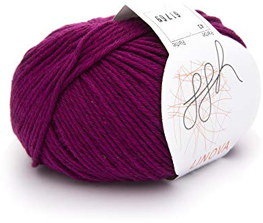 ggh Linova | Baumwolle mit Leinen Mischung | 50g Wolle zum Stricken oder Häkeln | Farbe 043 - Beerenrot