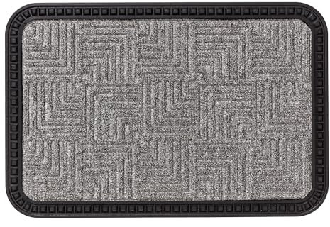 Fußmatte Außen & Innen - 40x60 cm - Silber Muster - Sauberlauf Türmatte rutschfest - Schmutzfangmatte sehr strapazierfähig - Fussmatte aussen Stufen