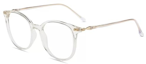 Firmoo Blue Light Blocking Reading Glasses for Women Men, Anti-Reflective UV400 Round Vintage Computer Glasses, Clear +0.00