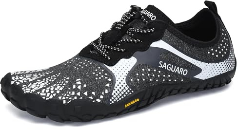 SAGUARO Trail Löparskor Herrar Dam Minimalistiska Skor Halkfria Andningsvattenskor Lätta Barfota Skor för Gym Asfalt Trekking, Vit Färg 42 EU