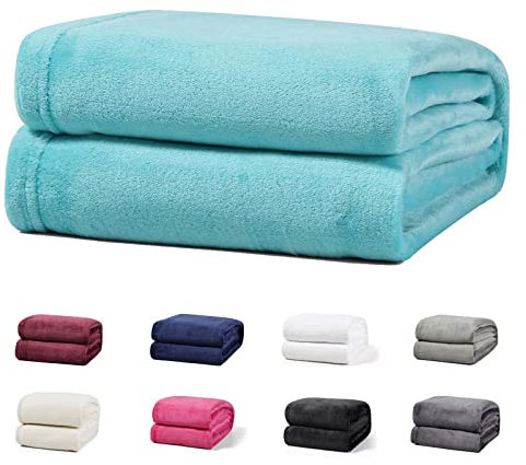 Buymax Flauschige Kuscheldecke XXL 220x240 cm Fleece-Decke Super Flausch 1385 Gramm Überwurf Sofadecke Tagesdecke Wohndecke Wohnzimmerdecke Sofaüberwurf Uni Einfarbig, Farbe Petrol