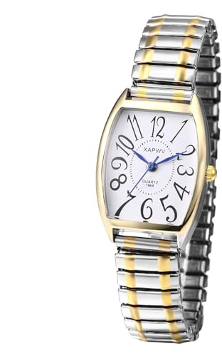 JewelryWe - Orologio Elastico da Polso da Donna Numero Romano Cinturino in Lega Quadrante Quadrato Colore Oro/Argento/Oro Rosa