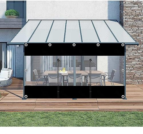 Transparente Pavillon-Seitenteile mit Reißverschluss, wasserdichte PVC-Planenvorhänge für den Außenbereich, Terrasse, Pergola, Veranda, Garage, Carport, 2,6 m x 2,5 m