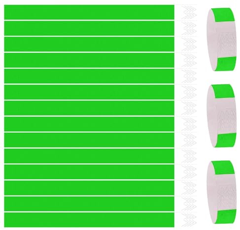 Scettar 300 Pezzi Braccialetti di Carta per Eventi, Impermeabili Braccialetti in Carta con Chiusura Adesiva, per Parchi di Divertimento, Feste, Bar, Mostre(Verde).