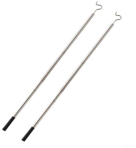 Oniissy Barra de acero inoxidable con gancho para organizar armarios de alto alcance, barra de armario resistente con tubo roscado estabilidad, 134 cm, color plateado (2 unidades)