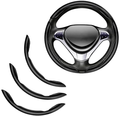 flintronic Coprivolante Auto, 3x Coprivolante in Fibra di Carbonio Antiscivolo, Universale 36-38 cm, Accessori Auto Interno