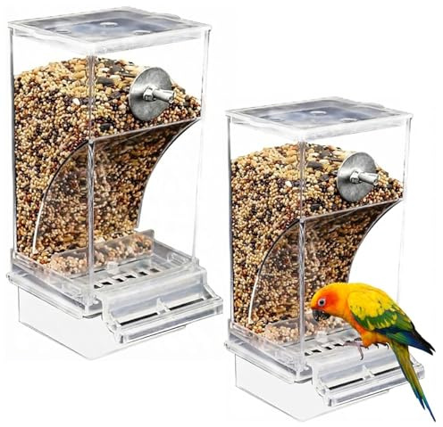 Comedero automático Multifuncional para pájaros, Accesorio Transparente para jaulas, comedero automático para pájaros domésticos, periquitos, Canarios, pinzones, 2 Unidades