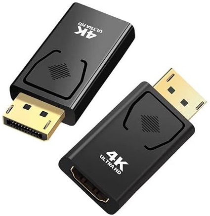 DUOBAGMA Displayport till HDMI-adapter 2 stycken, enkelriktad DP till HDMI 4K@60Hz/2K@60Hz/1080P@120 Hz, kompatibel med bärbar dator, projektor, bildskärm, TV, AMD, GPU