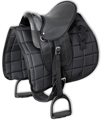 Festnight Ponny ridsadel set ponyssadel 25 cm sadelset svart för ponnyer