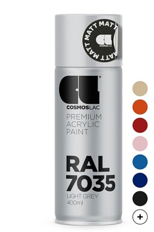 Cosmos LAC Sprühlack hellgrau, matt - Spraydosen Sprühfarbe DIY Lack Acryllack Spray Farbspray Sprühdose Lackspray Farbe für Kunststoff, Metall, UVM. (RAL 7035 - Lichtgrau matt)