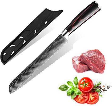 KEPEAK 20cm Coltello da Pane, Coltelli da Cucina Affilati in Acciaio Inossidabile di Diverse Dimensioni con Impugnatura Confortevole, Coltello da Cucina Antiruggine per Cucina/Ristorante (B)