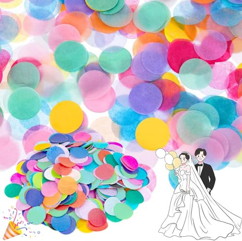 Mein HERZ Konfetti, 10000 Stück Bunt, Hochzeit & Geburtstag, 2.5 cm Runde Confetti, Seidenpapier