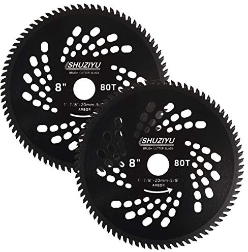 LSHUZIYU, 205mm-80T, Ensemble 2 Pièces, Arbre 25.4mm, Avec Adaptateur de Rondelle de 22.23-20-15.88mm, Lame de Débroussailleuse