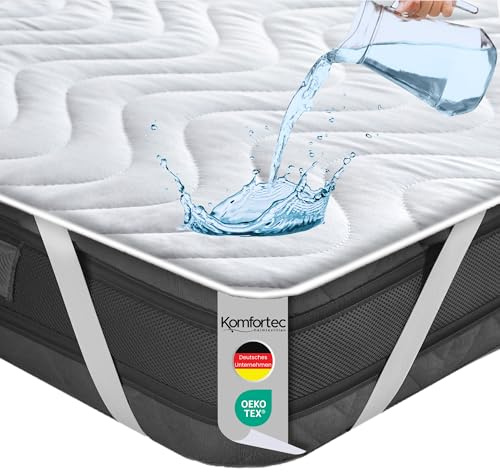 Komfortec Wasserdichter Matratzenschoner 200x200cm | Anti-Milben, Atmungsaktiv, Kein Knistern | Oeko-TEX Zertifiziert | Matratzen Inkontinenzauflage für Boxspringbetten