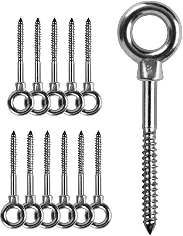 LALAGO 12 stycken Ögonbultar | Ögonskruv M8 x 80 mm | ringskruv M8 | Öljettskruv 304 rostfritt stål | skruvkrok ögonskruvar M8