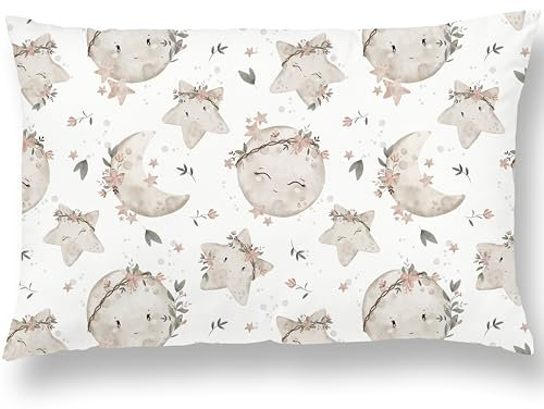 Almohada Infantil con Funda De Almohada Estampada 33x45 Cm De Algodón Oeko-Tex - Cojín Cuna Bebe Y Niños- Cojin Pequeño para Bebés para Siestas En La Guardería, Escuela Y Viajes - 1 Año 2 Años