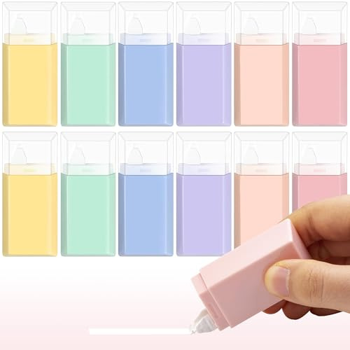 STATIONERY ISLAND 12 Pezzi Bianchetto a Nastro, Correttore a Nastro Scolorina Nastro 5mm. Bianchetti a Nastro Per Ufficio, Appunti, Correzioni, Bricolage e Scuola Cancelleria