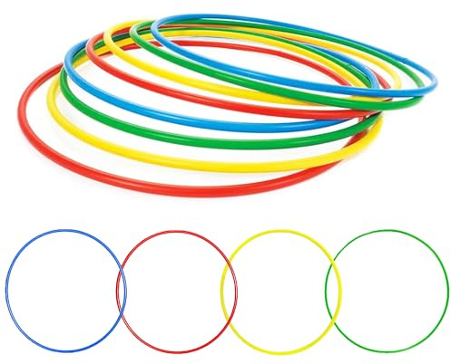FlickBuyz Hula Hoop - Multicolor Fitness Hula Hoops - Plain and Glitter 55cm, 65cm, 75 cm Plastic Hula Hoops, Fitness and Dance Exercise Hoola Hoops (4, Plain (55cm))
