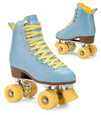 ATTABO Rollschuhe Mädchen Cascada Größe 39 EU Ökoleder Obermaterial Belüftung Aluminium Kufe 82A Räder Roller Skates mit Zehenschutz und Sicheres Bremsen