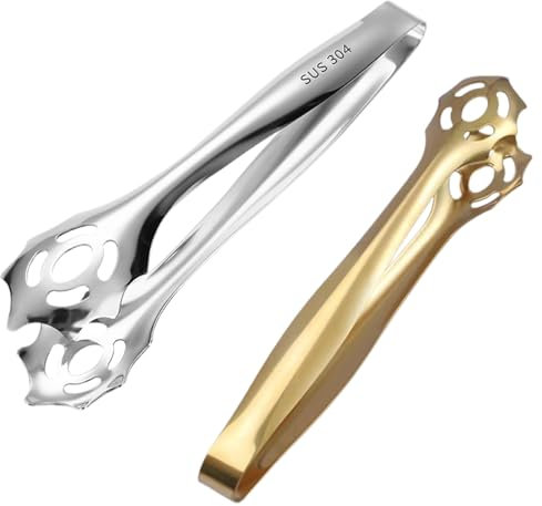2 pcs 304 Stainless Steel Kitchen Tongs for Sugar, Sweet, Ice Cubes - Mini, Small Tongs - for Food Kitchen Tongues ，Salad Tongs,Mini Tongs for Food，Sugar Cube